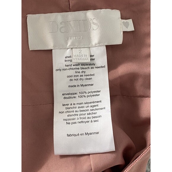 DAVID'S Bridesmade Formal Gown Size 2 Pink Chiffon 100% polyester A Line V Neck - Picture 9 of 9